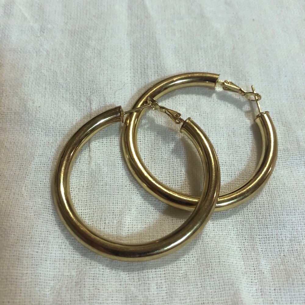 Chunky lightweight hoops earrings, 2” diameter
